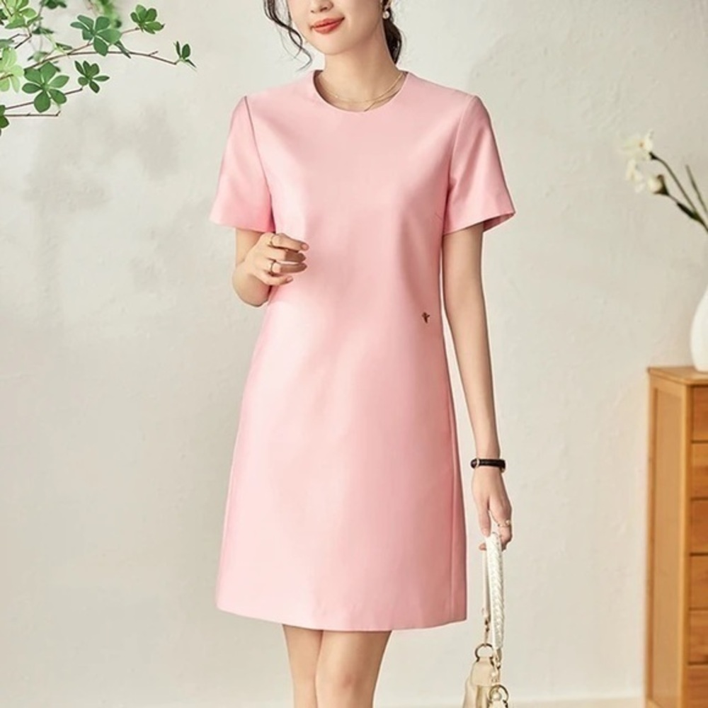 Pink Silk and Wool Sheath Mini Dress